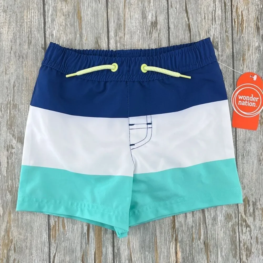 Baby Boys Quick Dry Swim Trunks Shorts & Bucket Hat Size 18M